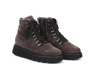 FURRY  LACE-UP ANKLE BOOT G318T
